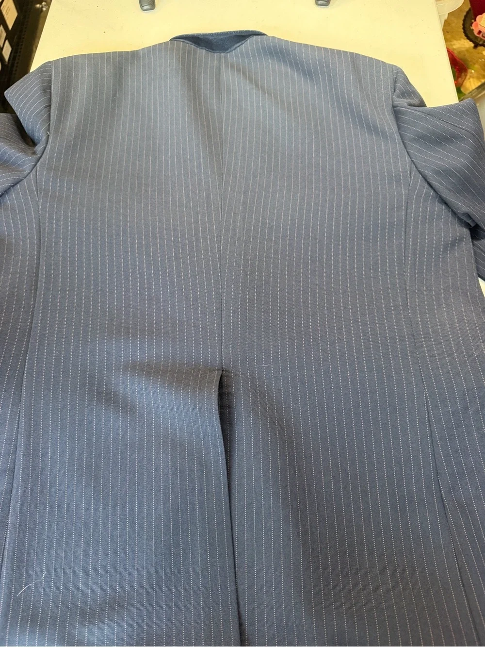 Men's Light Blue Pinstripe Two-Button Blazer